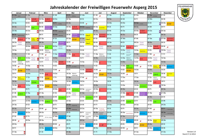 Dienstplan 2015 Gesamtwehr
